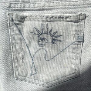 ONE OF A KIND | Skull Embroidery | Citizens of Humanity Grey Jeans | Sz 25